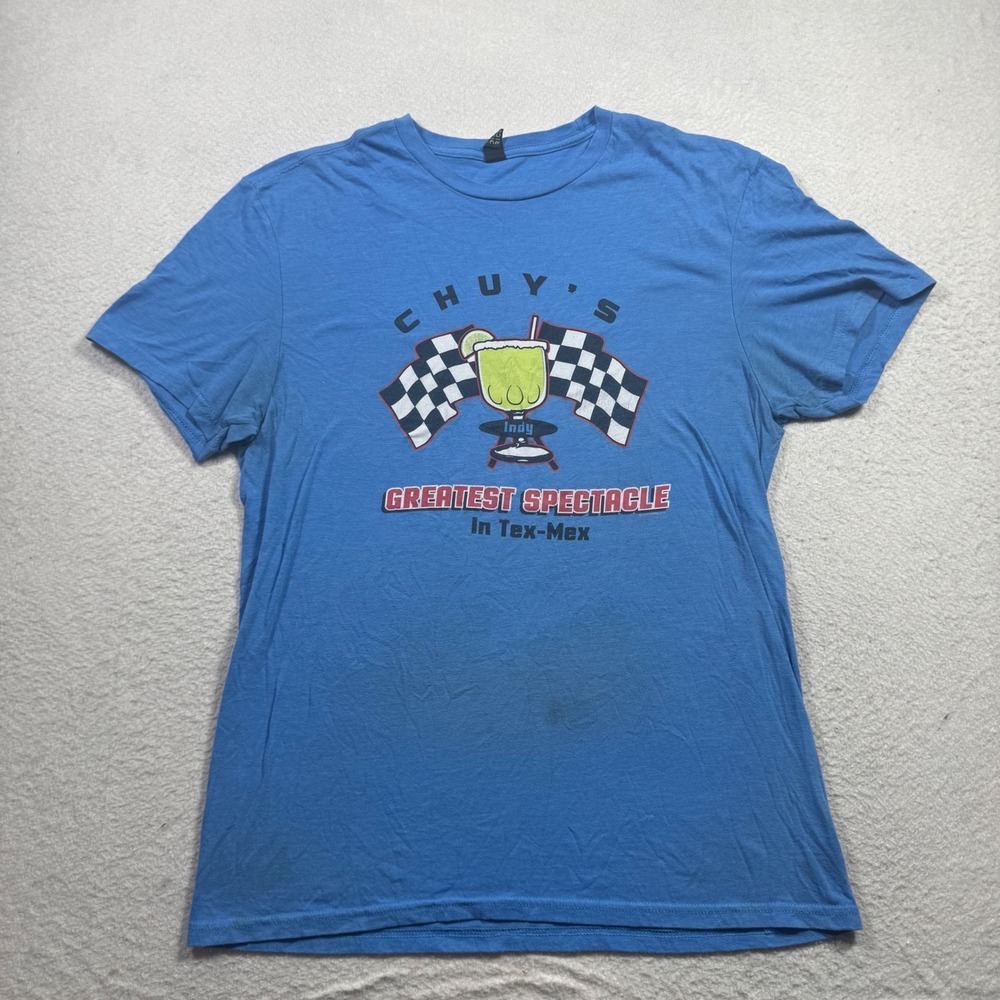 District Chuy's Graphic T-Shirt Mens L Blue Good Indy Greatest Spectacle Tee